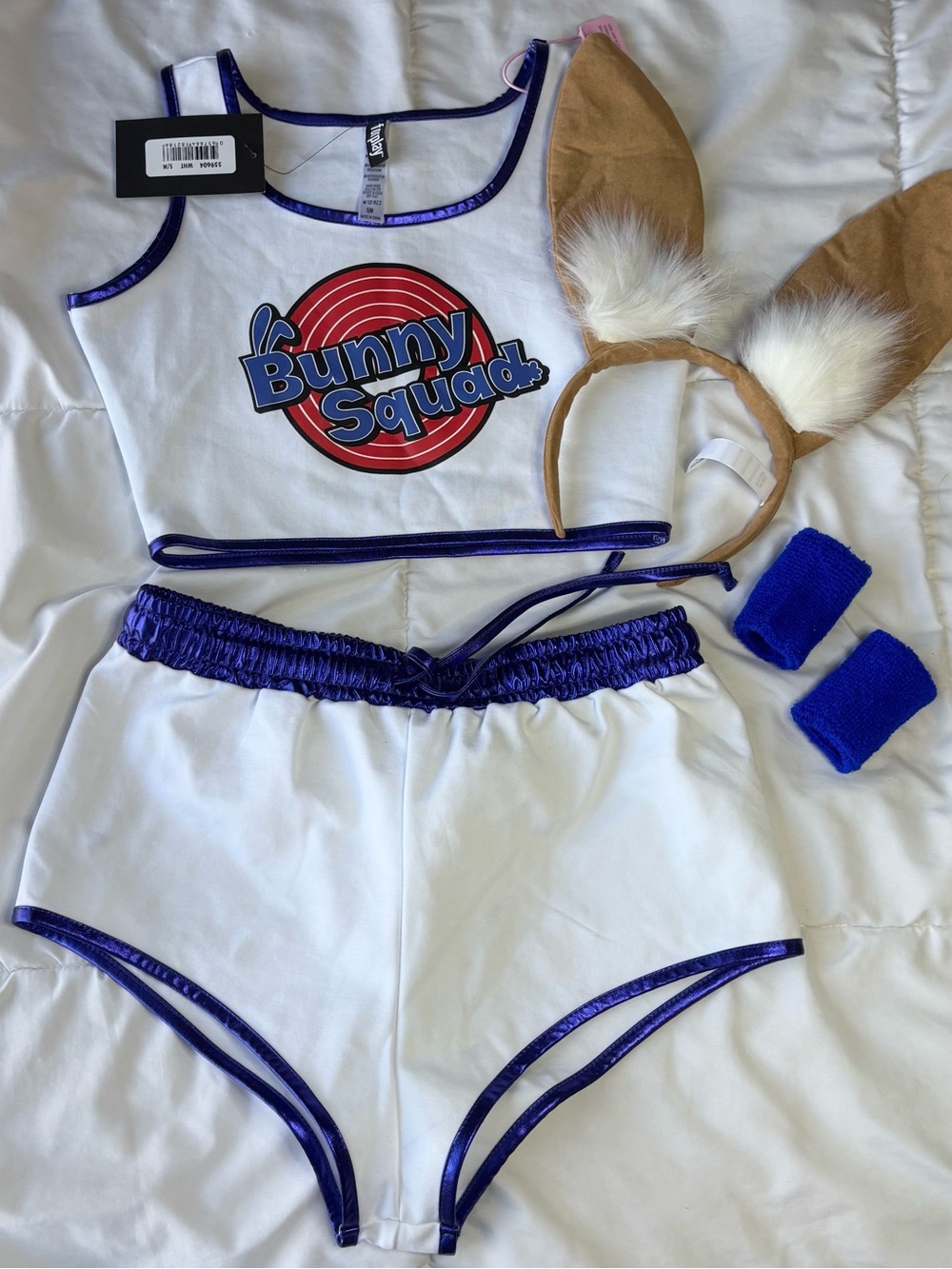 Forplay White and Royal Blue Bunny Squad Tank & Shorts Costume Set